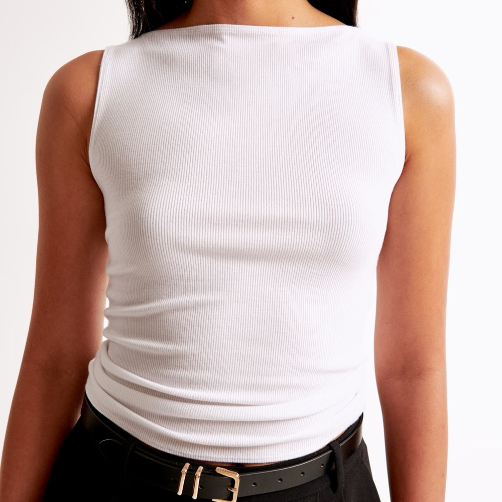 Abercrombie & Fitch White Ribbed Tank Top